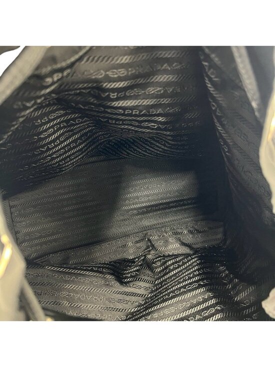 Prada Triangle Logo Tessuto Nylon Leather Backpack Black